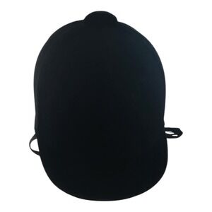 Vintage Victoria Black Velvet Equestrian Riding Hat Blue Satin Lining Bow Accent